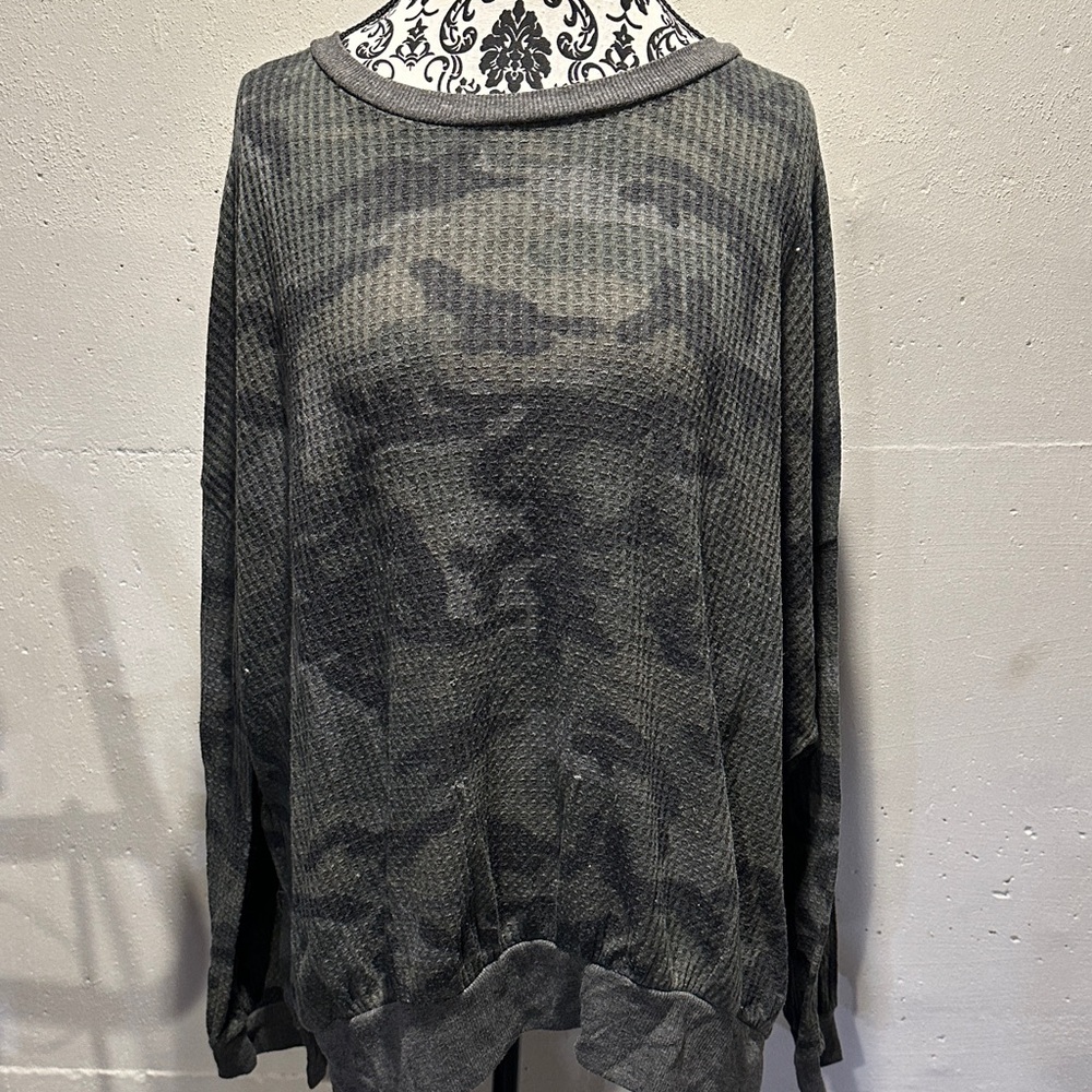 Pink Lily Camo Long Sleeve Top